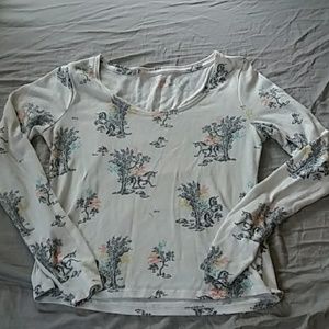 Cropped Unicorn Print Knit Top (XL)